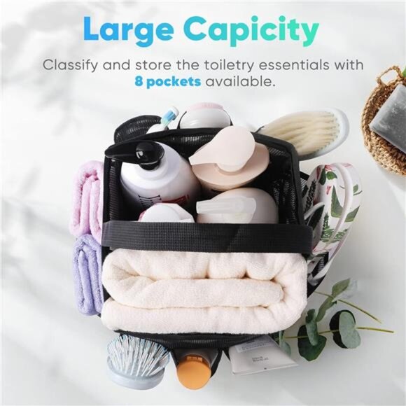 Shower Caddy Portable for College Dorm Room Essentials, 8-Pocket Large - Picture 3 of 8